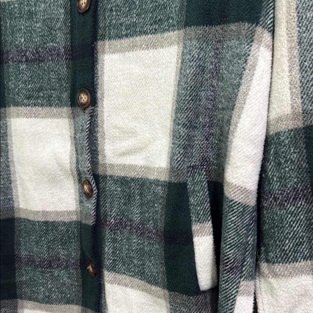 Fall Flannel Plaid Hooded Jacket with Hood